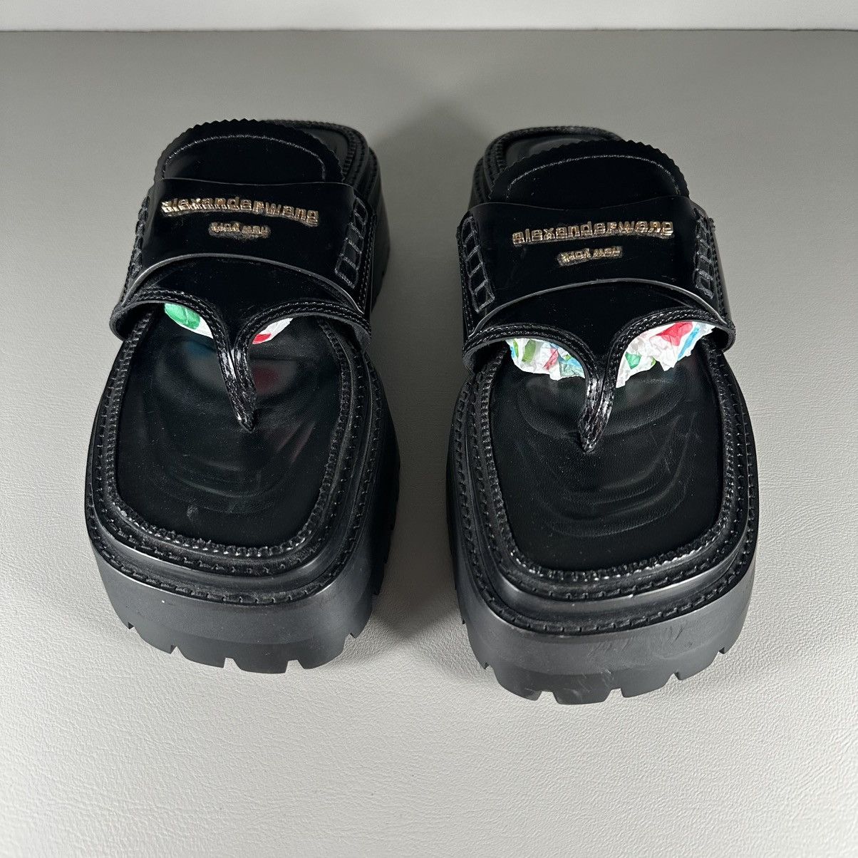 Alexander Wang Alexander Wang Carter Platform Black Leather Slip On Sandals Size US 7 / IT 37 - 5 Thumbnail