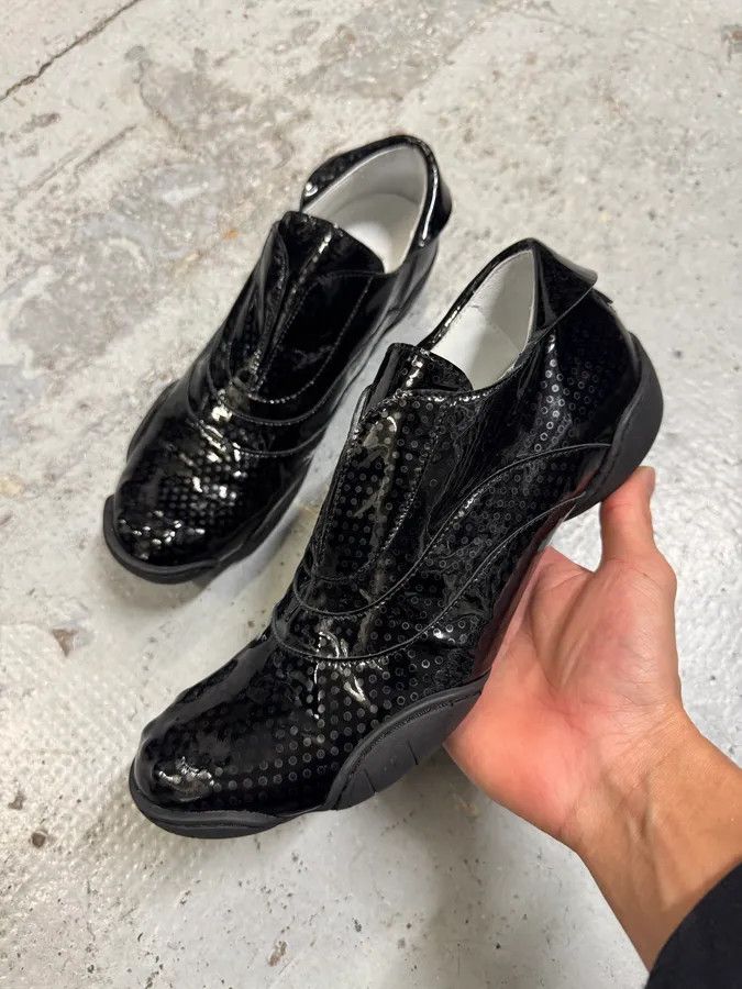 Marithe + Francois Girbaud Marithé + François Girbaud Circle Black Leather Low Top Sneakers Size US 7 / IT 37 - 1 Thumbnail