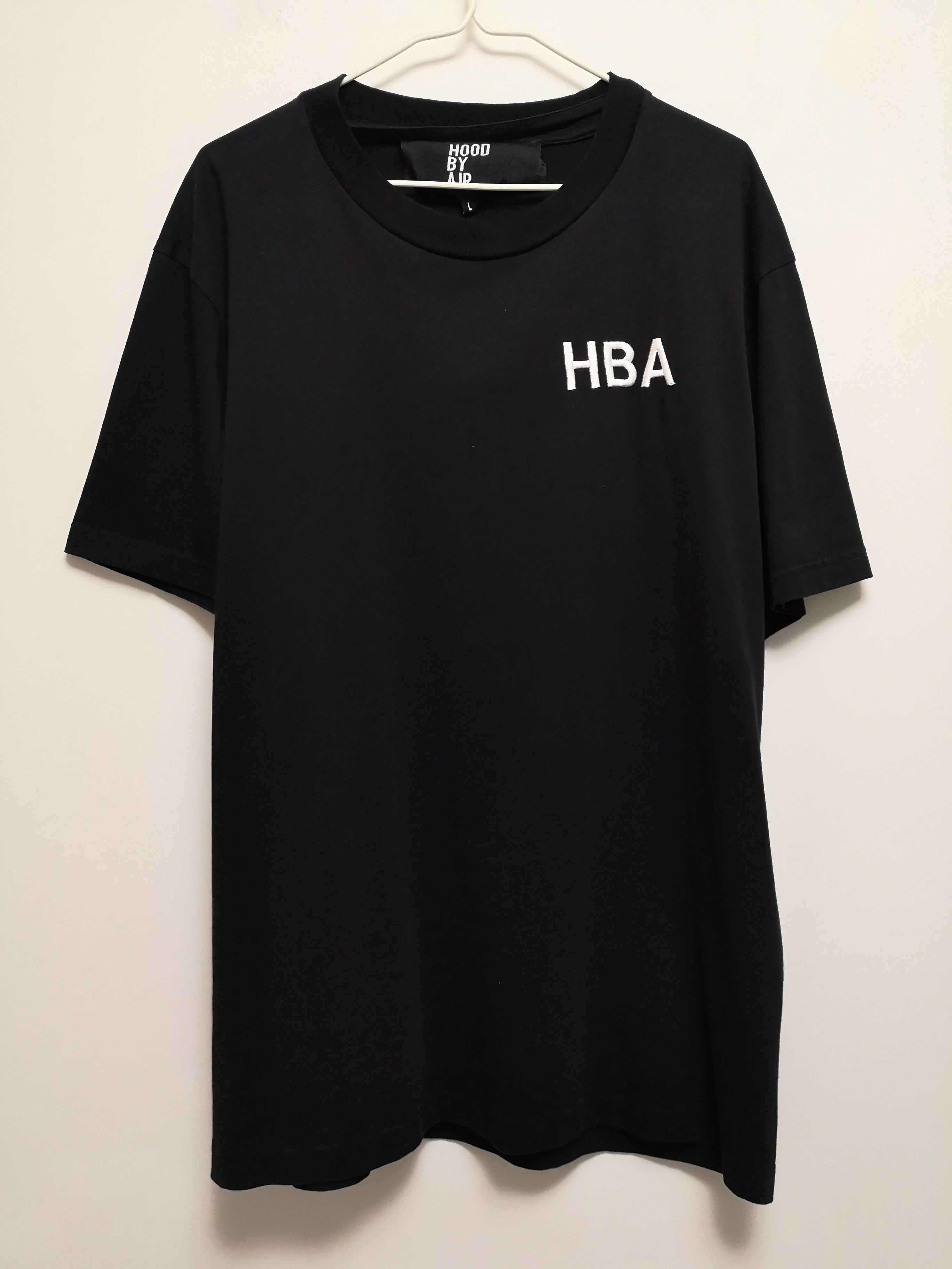 image of Hood By Air White Logo Crew Print Unisex Crew Neck Short Sleeves Tee in Black, Men's (Size Large)