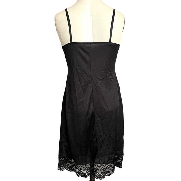 Vintage Vintage Black Satin Lace Midi Slip Dress - Small Size S / US 4 / IT 40 - 7 Thumbnail
