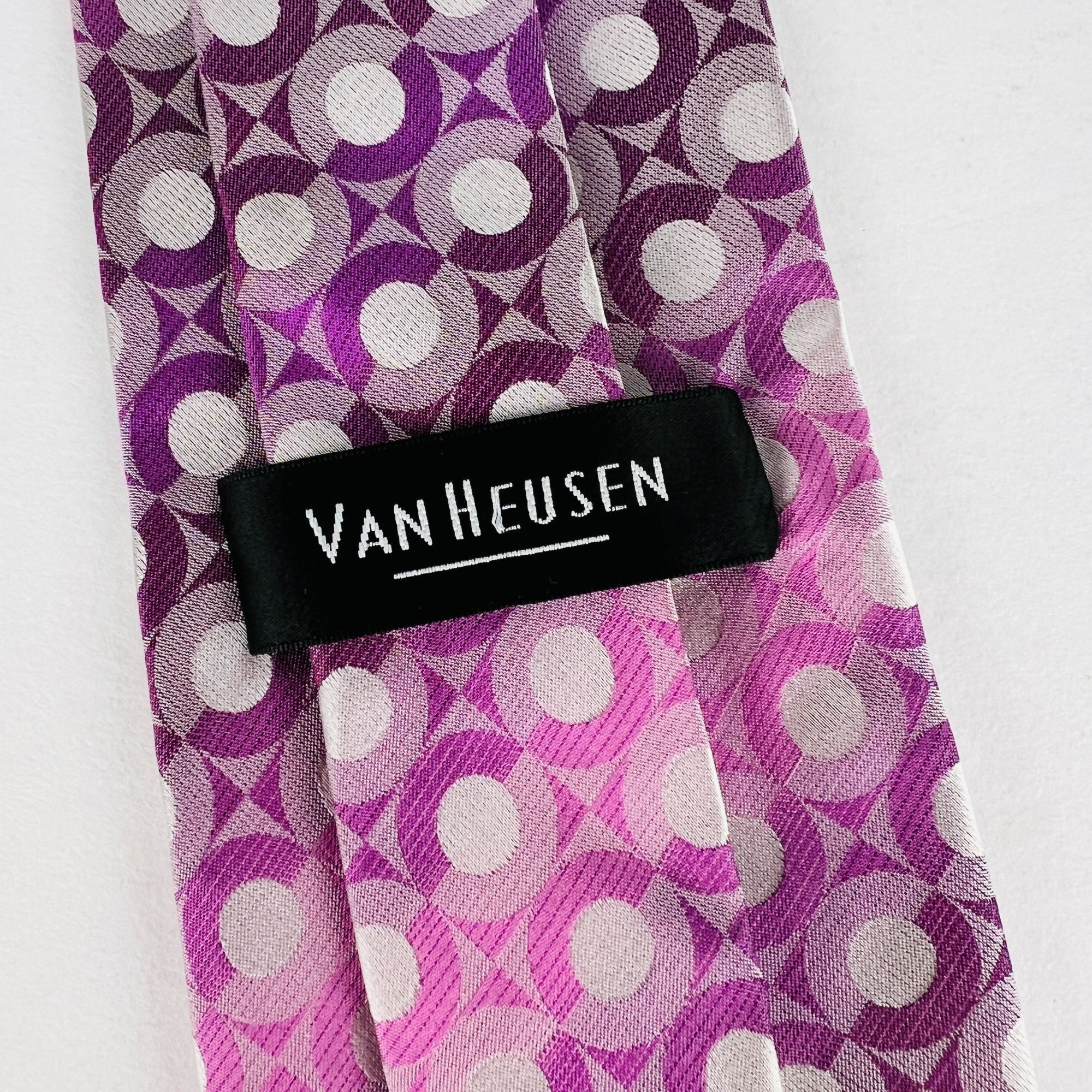 Van Heusen Van Heusen Geometic Circles Purple Shades Necktie Tie Size ONE SIZE - 5 Thumbnail