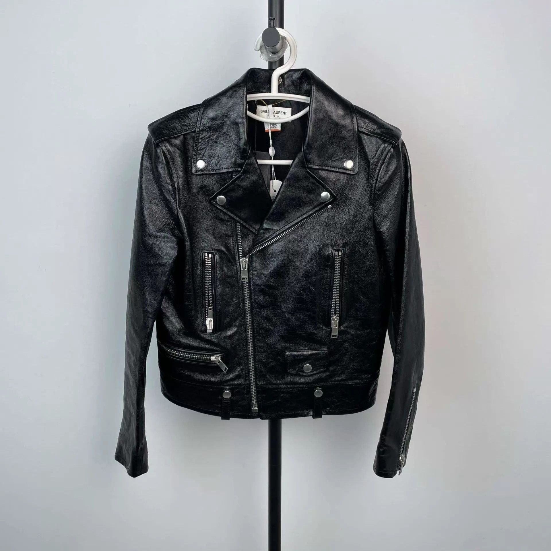 Saint Laurent Paris YSL black leather jacket Size XS / US 0-2 / IT 36-38 - 1 Thumbnail