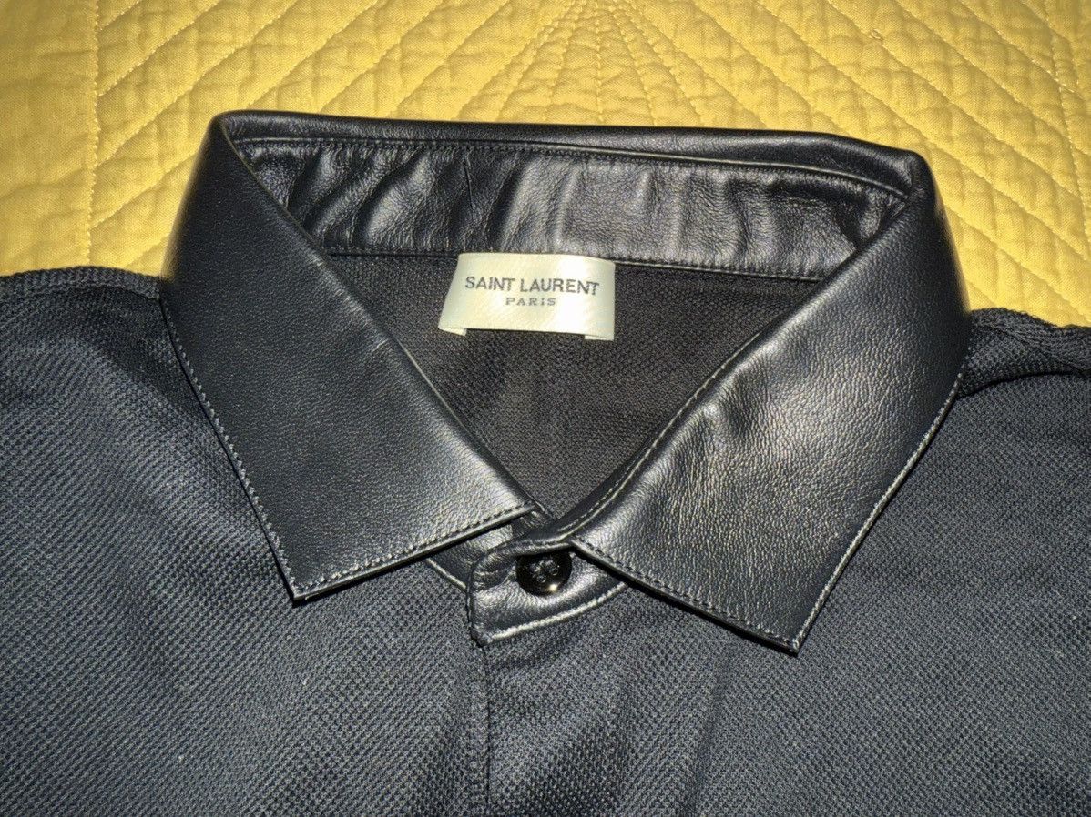 Yves Saint Laurent Yves Saint Laurent Black Polo w/ Leather Collar, mens large Size US L / EU 52-54 / 3 - 9 Thumbnail