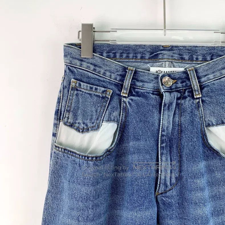 Maison Margiela Maison Margiela Blue cotton casual wide-leg denim trousers Size 25" / US 0 / IT 36 - 3 Thumbnail