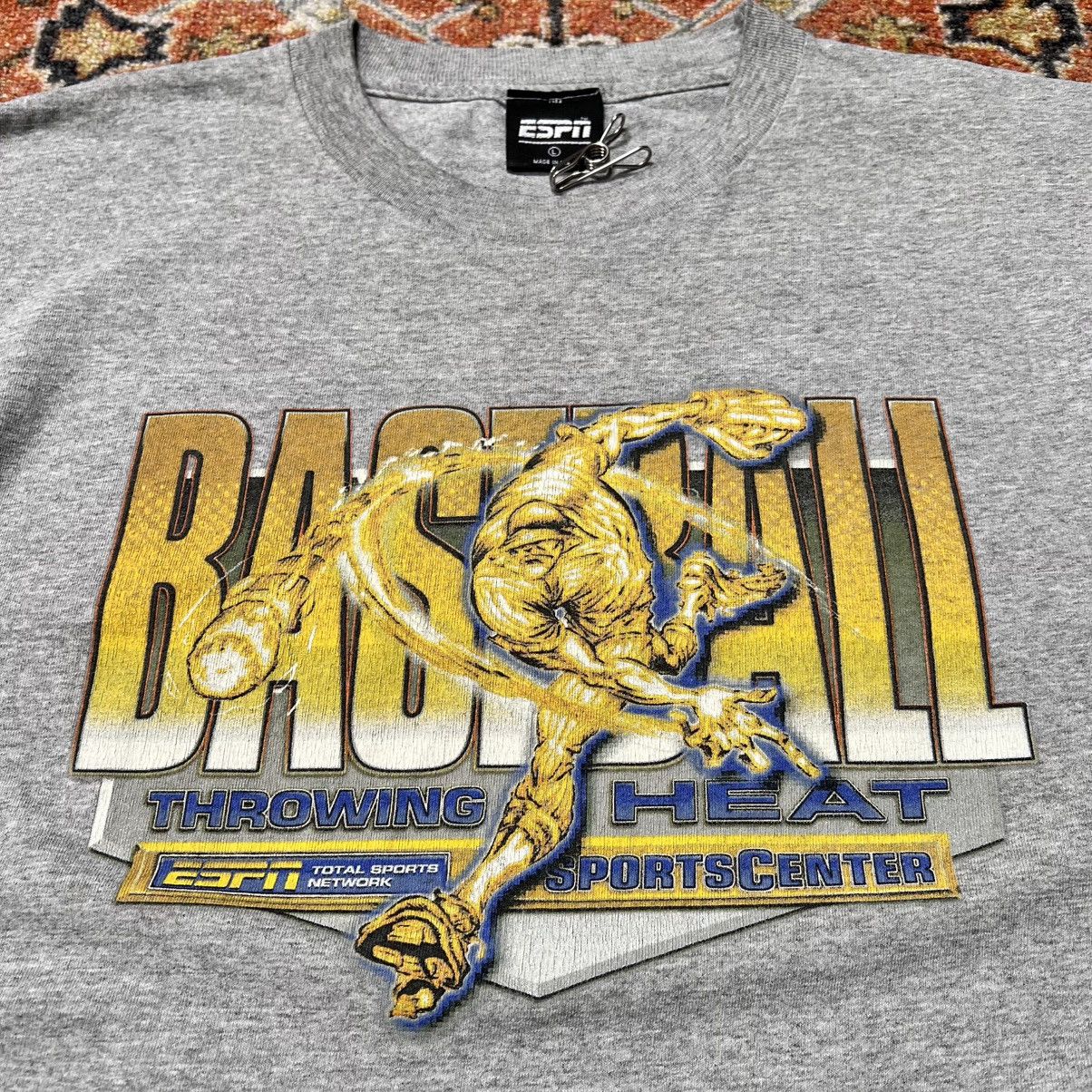 Vintage Vintage 1990s gray made in USA ESPN baseball MLB T-shirt Size US L / EU 52-54 / 3 - 6 Thumbnail