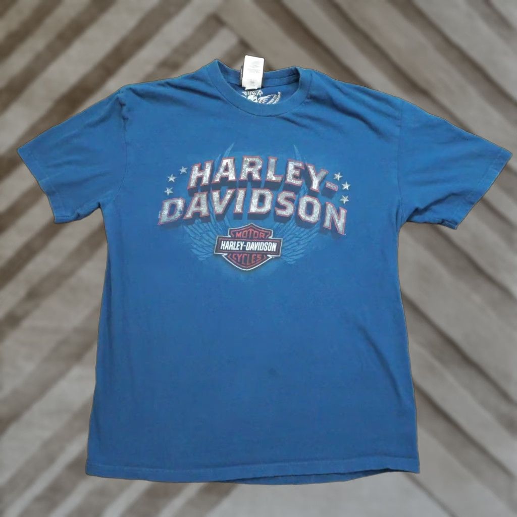 Harley Davidson Harley-Davidson T Shirt Adult Large Blue Burlington NC Motorcycle Eagle Logo Shirt Mens Short Sleeve Crew Neck Cotton Logo Size US L / EU 52-54 / 3 - 1 Thumbnail