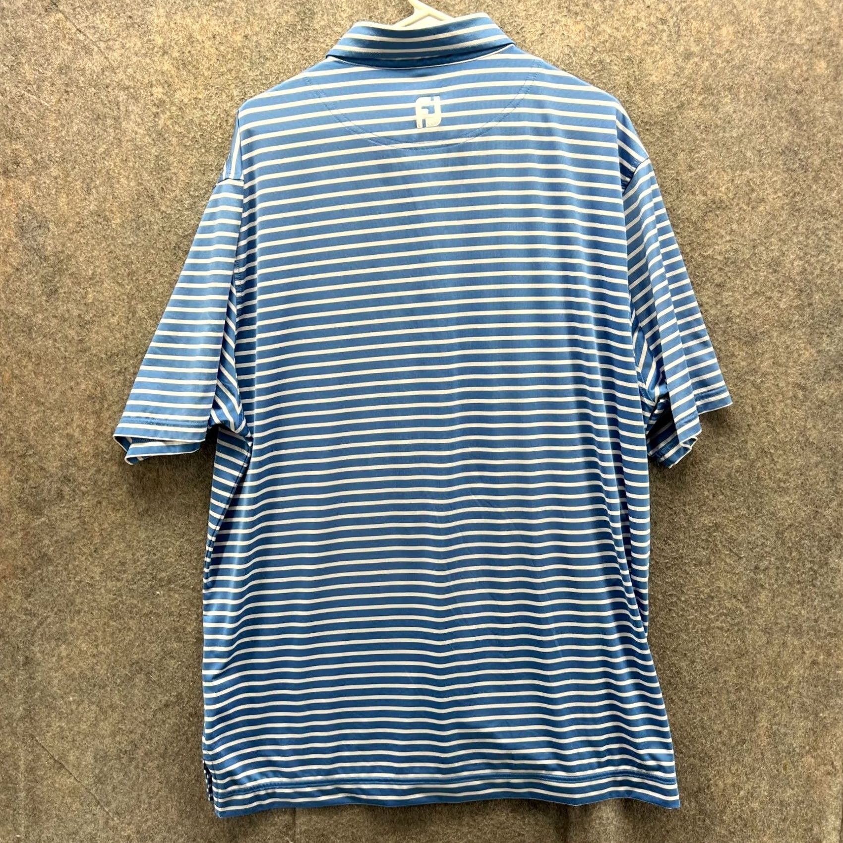 Footjoy FootJoy Polo Shirt Mens XL Blue White Stripes Golf Performance Short Sleeve Button Collar Tailored Regular Fit Size US XL / EU 56 / 4 - 2 Thumbnail