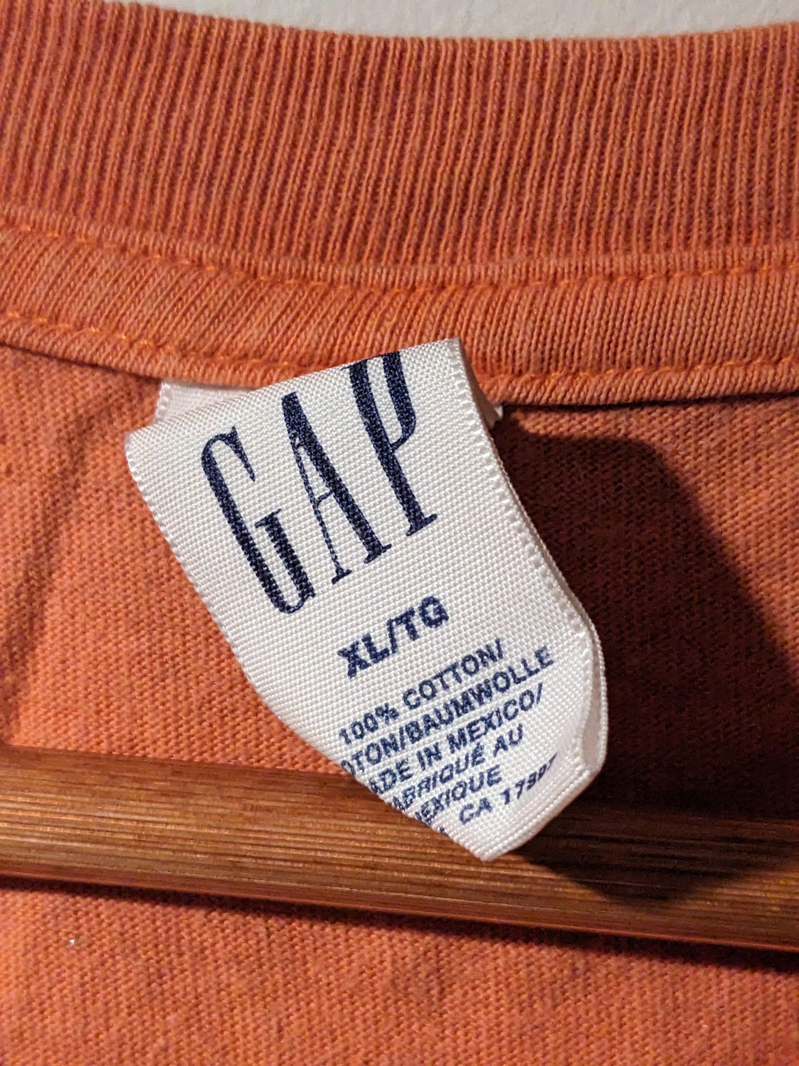 Gap Vintage 90s GAP 1969 Center Logo Orange X-Large T-Shirt Size US XL / EU 56 / 4 - 3 Thumbnail