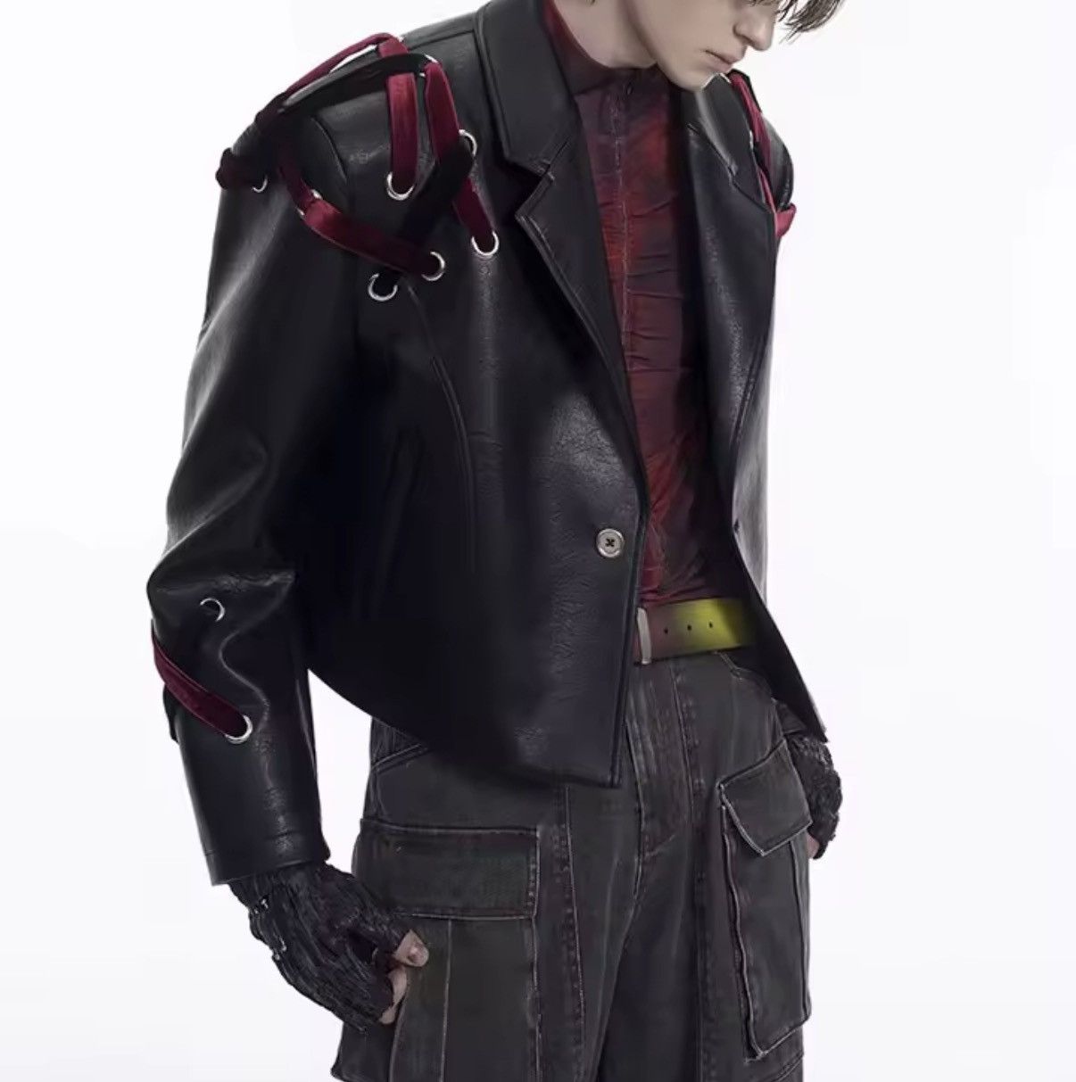 Other Avant Garde PU Leather Punk Lace Up Y2k Jacket Size US M / EU 48-50 / 2 - 3 Thumbnail