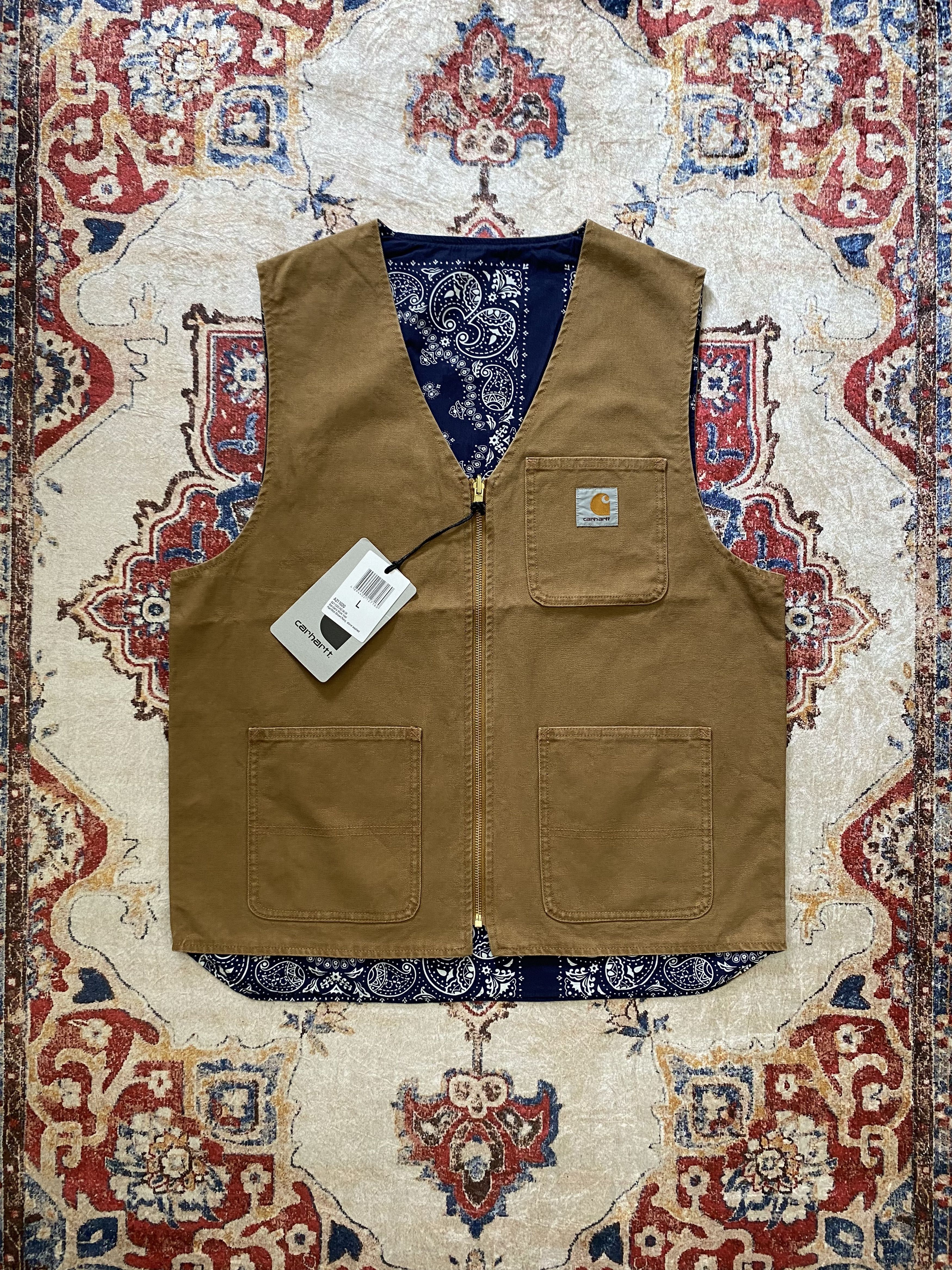 Carhartt Wip Carhartt WIP Bandana Work Vest - Brown/Navy Size US L / EU 52-54 / 3 - 2 Thumbnail