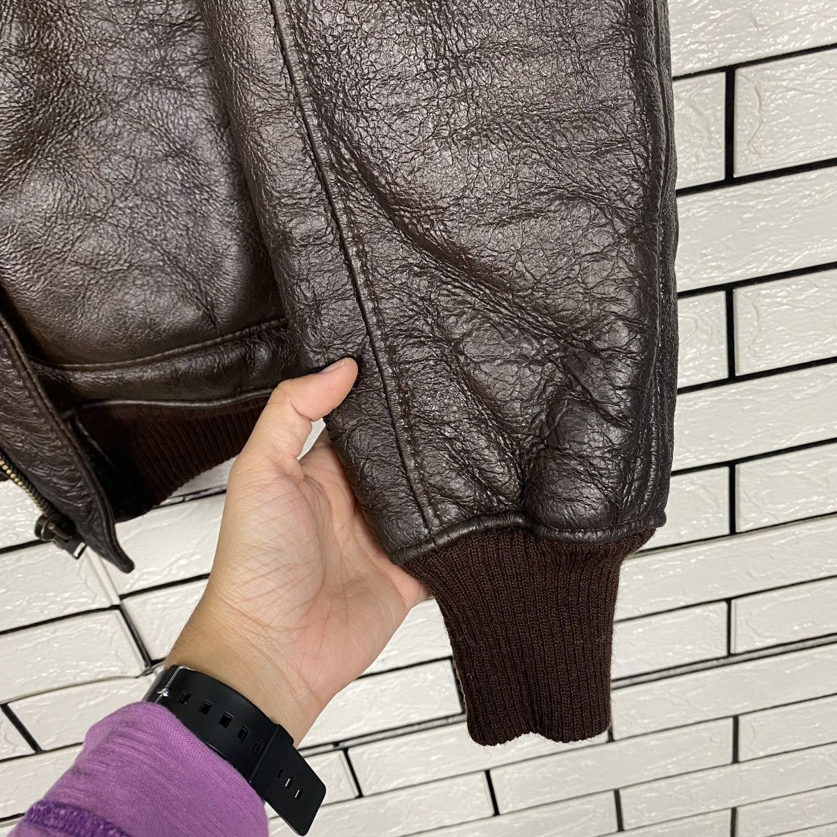 Vintage 🔥VINTAGE SHEARLING GENUINE LEATHER JACKET AVIATION USA Size US XL / EU 56 / 4 - 16 Thumbnail