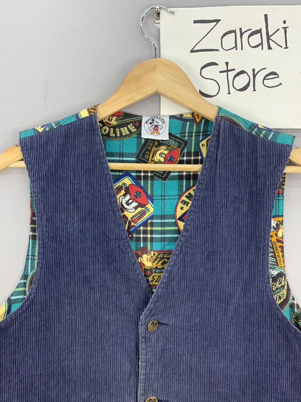 Disney Vintage 90s Corduroy Hybrid Vest Disney Mickey & Co Jacket Size US M / EU 48-50 / 2 - 2 Thumbnail