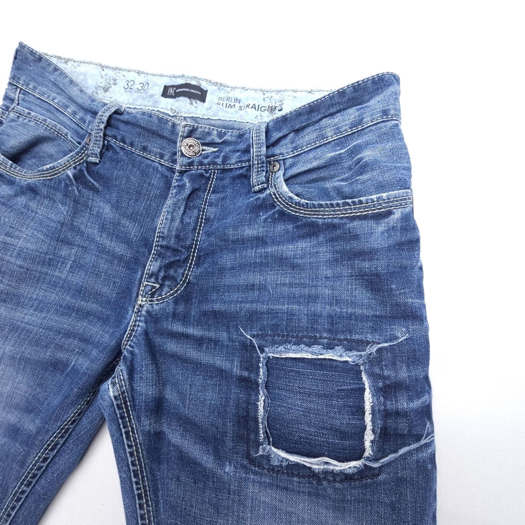 Vintage INC International Concepts Berlin Slim Straight Jeans Mens 32 x 30 Dark Wash Blue Denim 5-Pocket Logo Size US 32 / EU 48 - 6 Thumbnail