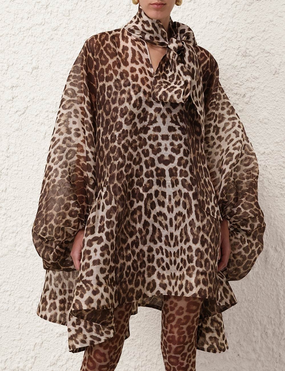 Zimmermann o1w1db10925 Illustration Billow Mini Dress in Leopard Size XS / US 0-2 / IT 36-38 - 2 Thumbnail