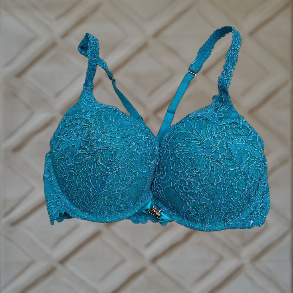 Vintage Salvage X Fenty Underwired Lace Bra Womens 34DD Blue Padded Adjustable Strap Size ONE SIZE - 1 Thumbnail