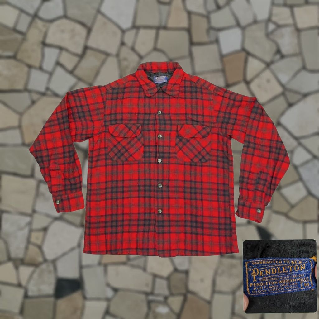 Pendleton Pendleton Flannel Shirt, Red, Navy, Green - Vintage Womens Large Size L / US 10 / IT 46 - 1 Thumbnail