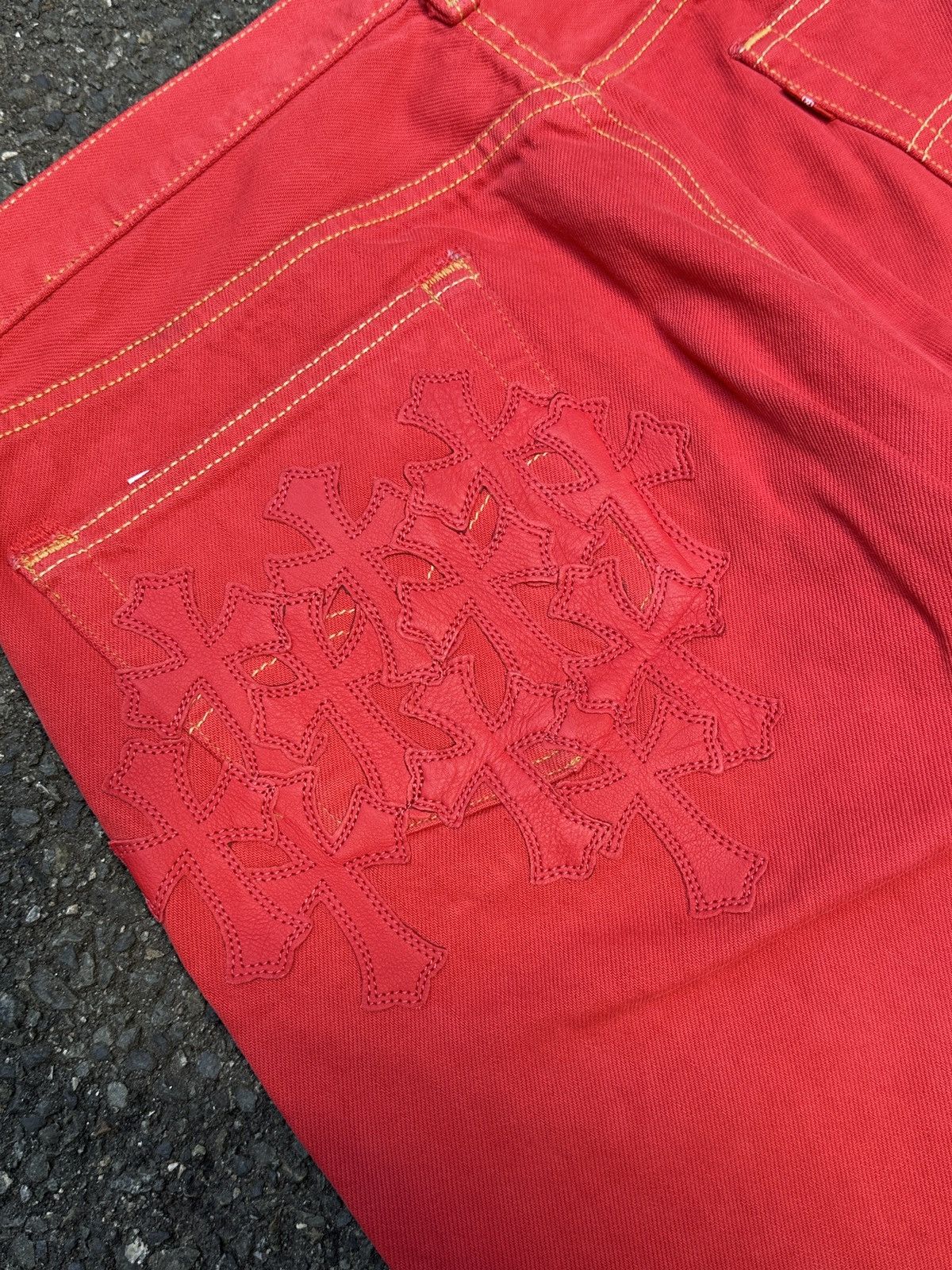 Chrome Hearts Paris Exclusive Red Patches LEVIS 501 Jeans Size US 34 / EU 50 - 8 Thumbnail