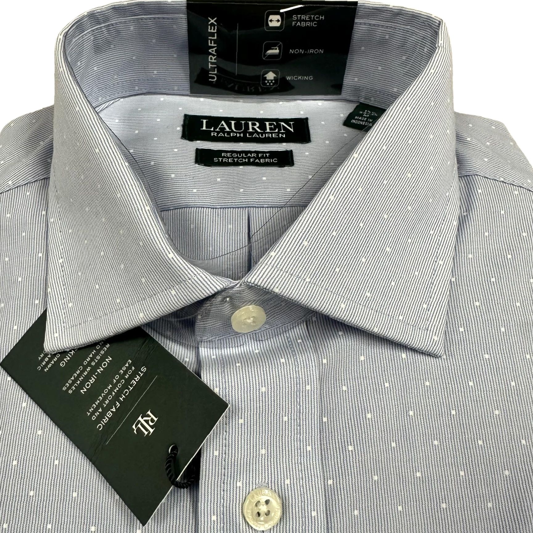 Ralph Lauren Lauren Ralph Lauren Shirt Men Medium 15.5 34-35 Ultraflex Stretch Blue Long Sleeve Collared Dress Shirt Size US L / EU 52-54 / 3 - 2 Thumbnail