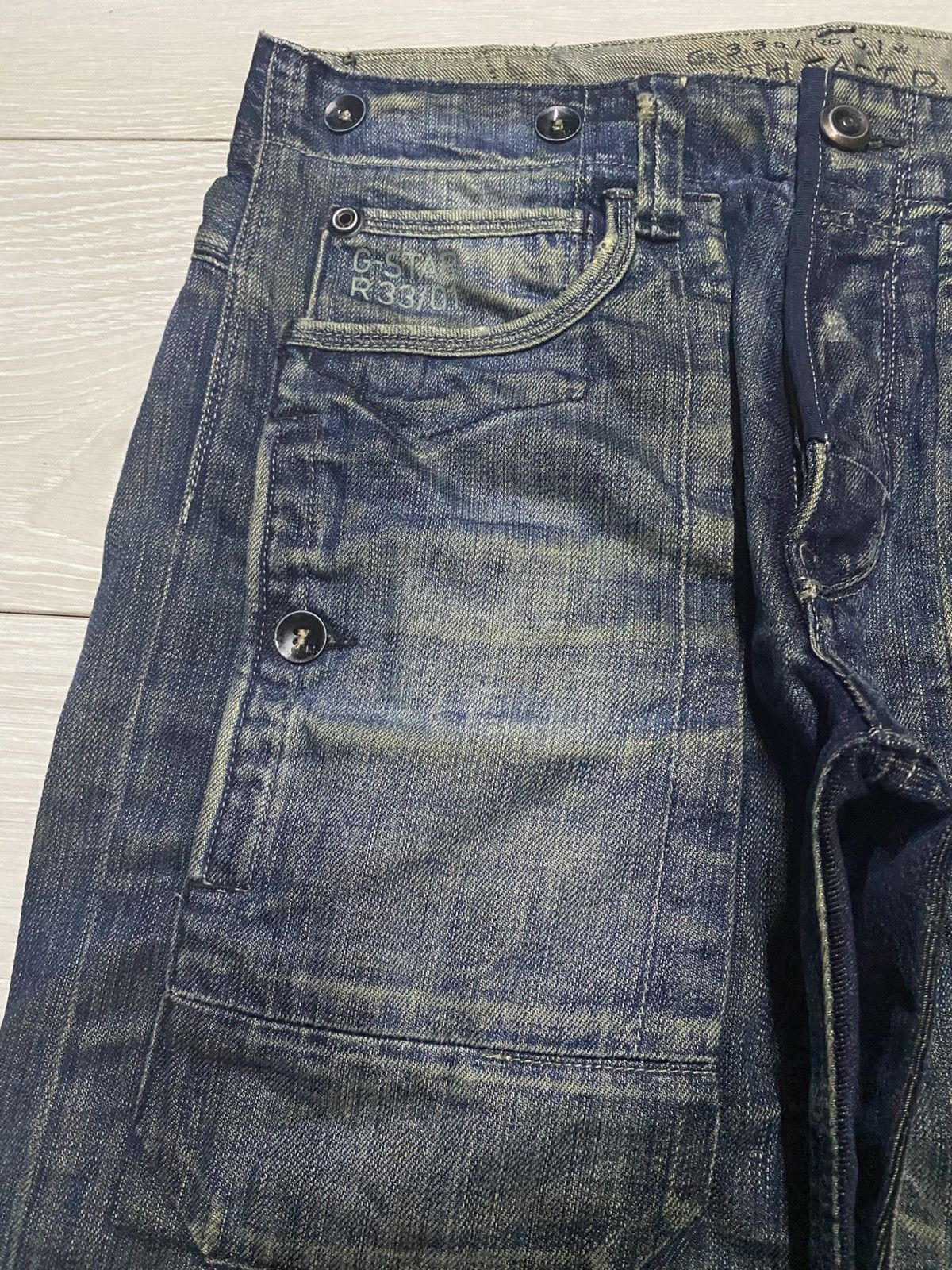 G-Star × Marc Newson G Star 33/01 Mud Wash Buckle Back Double Knee Loose Jeans Size US 33 - 7 Thumbnail