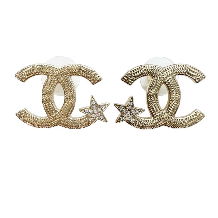 CHANEL, Jewelry, Chanel Earrings Cc Motif Coco Mark Rhinestone Silver  Black