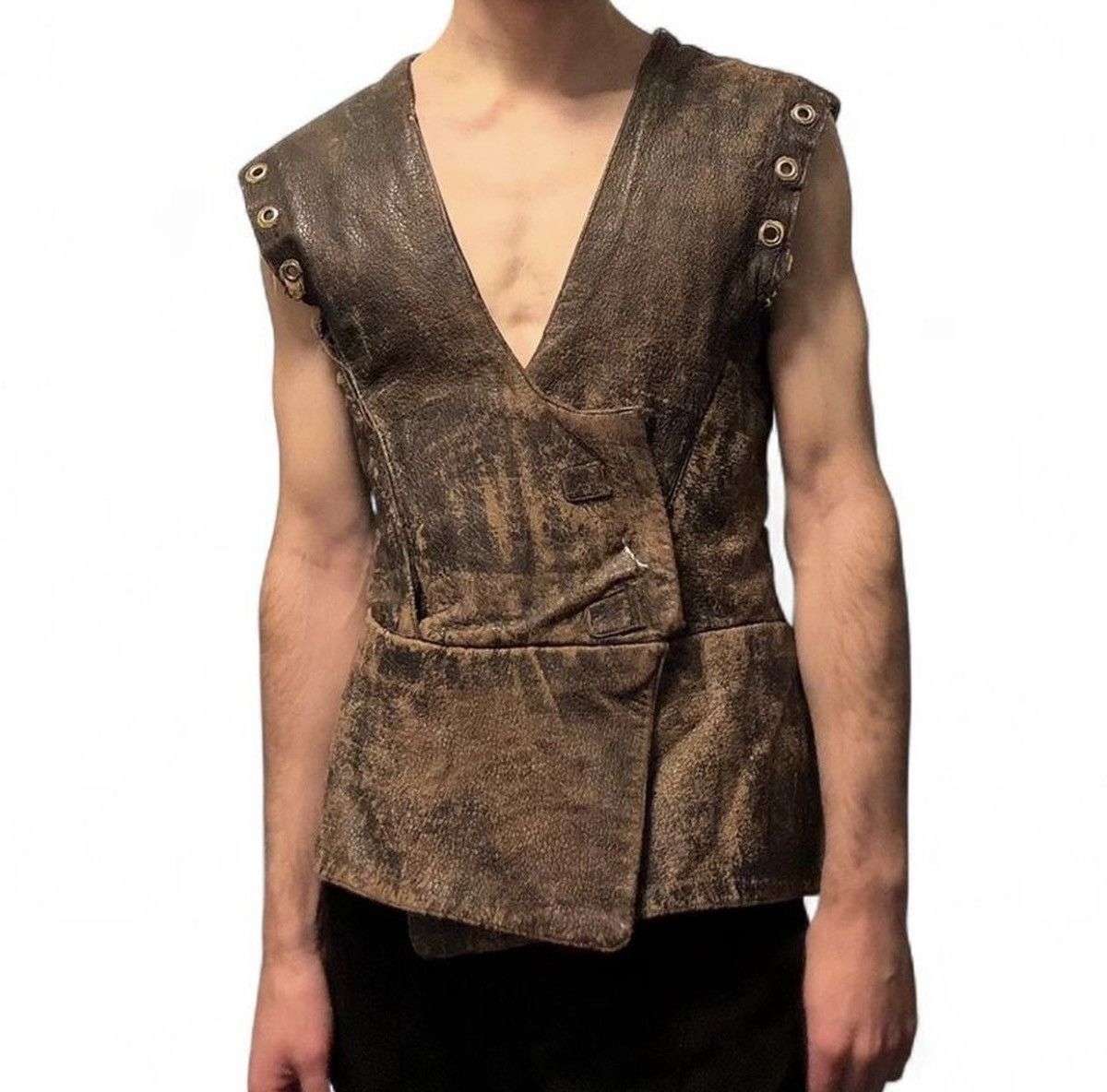 Other 1940s Custom Leather Vest Size 44R - 1 Thumbnail