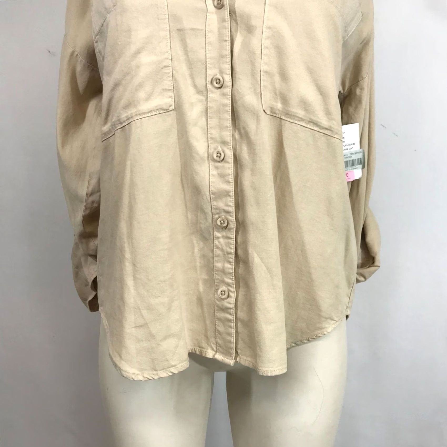 CLOT CLOTH & STONE WOMEN'S S SMALL WARM OAT LONG SLEEVE BUTTON UP TOP SHIRT Size S / US 4 / IT 40 - 3 Thumbnail