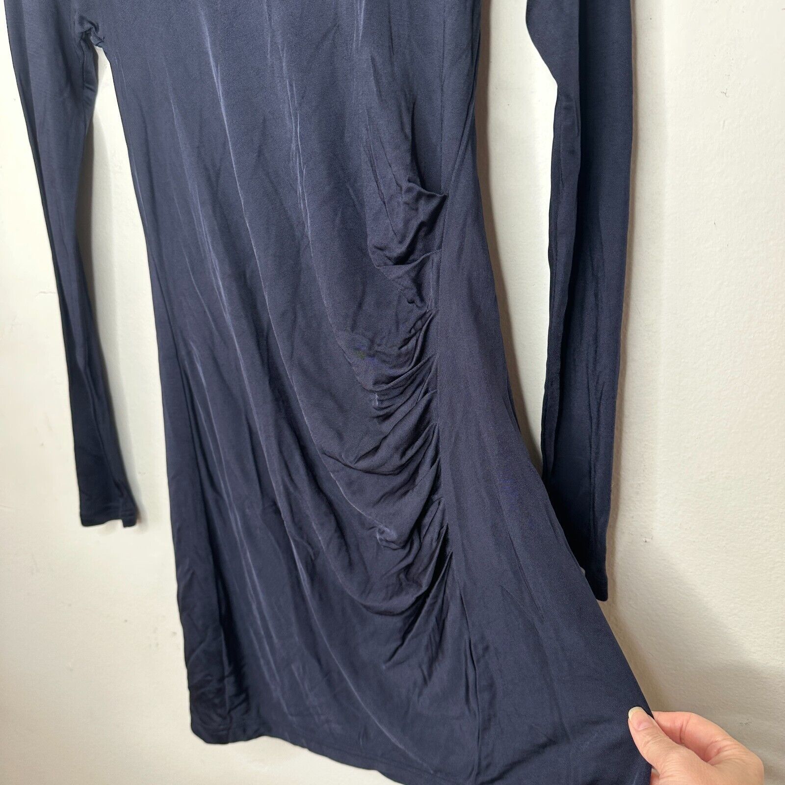 Club Monaco Club Monaco Black Long Sleeve Boat Neck Side Ruche Mini 00 Size XXS / US 00 / IT 34 - 4 Thumbnail