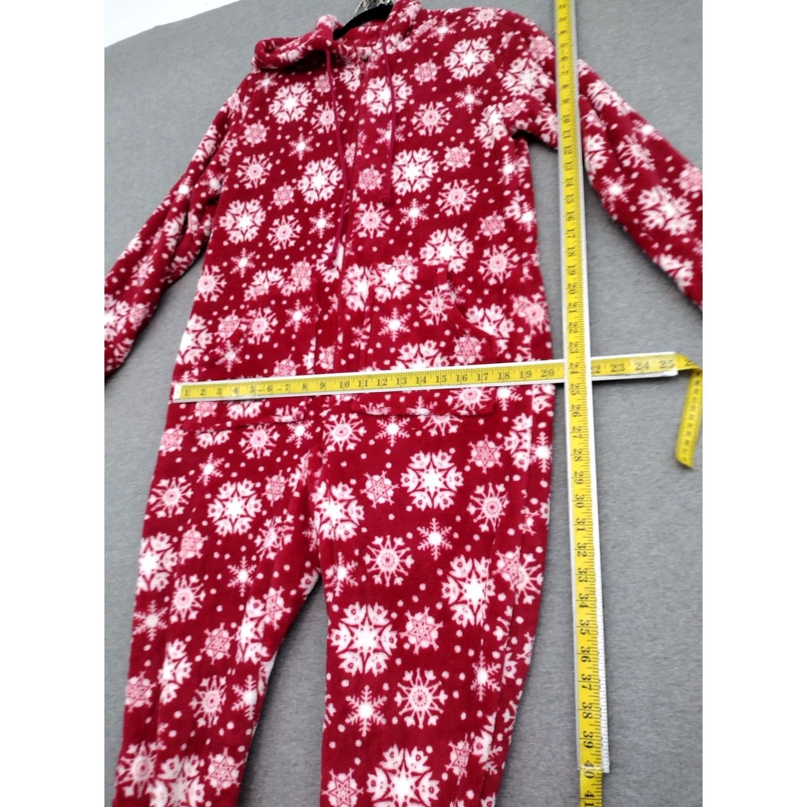 Vintage Alexander Del Rossa Women's Fleece One Piece One Zee Pajamas Footed Red/White S Size ONE SIZE - 6 Thumbnail