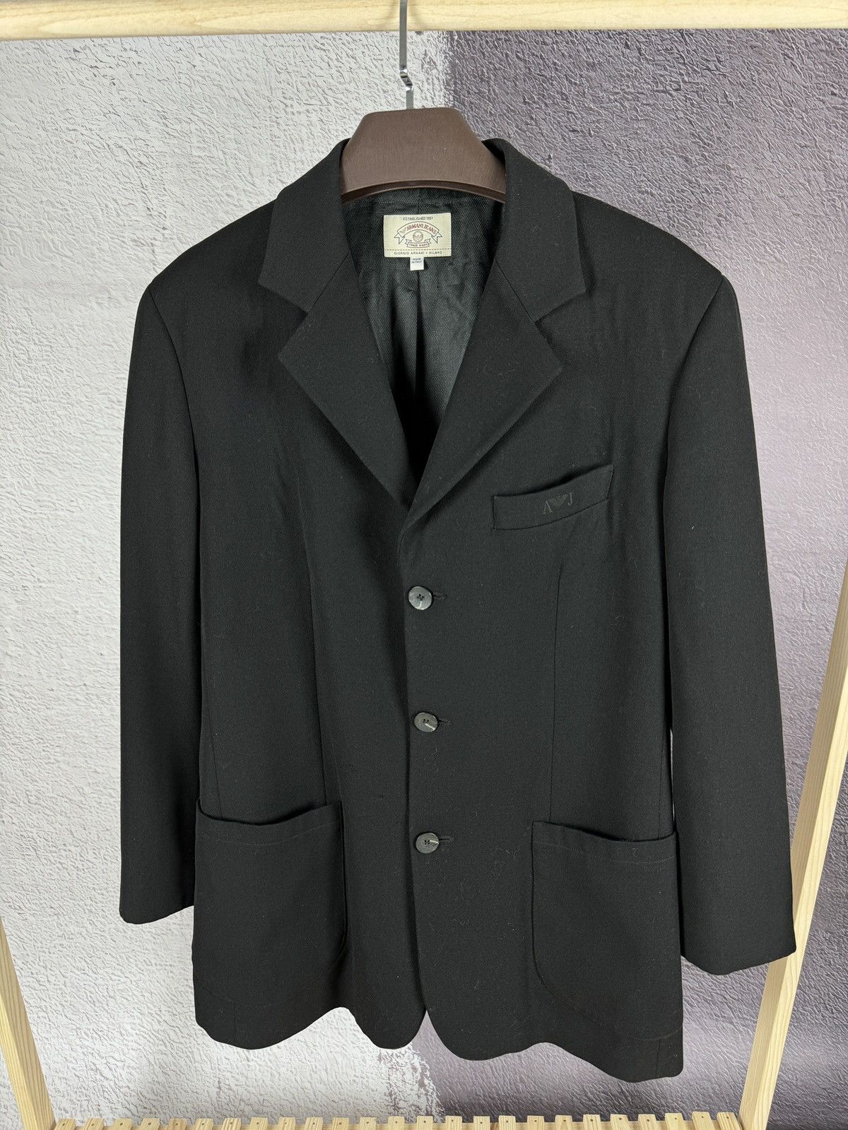 Armani Armani Jeans vintage embroidery logo 3 button blazer Size 42L - 2 Thumbnail