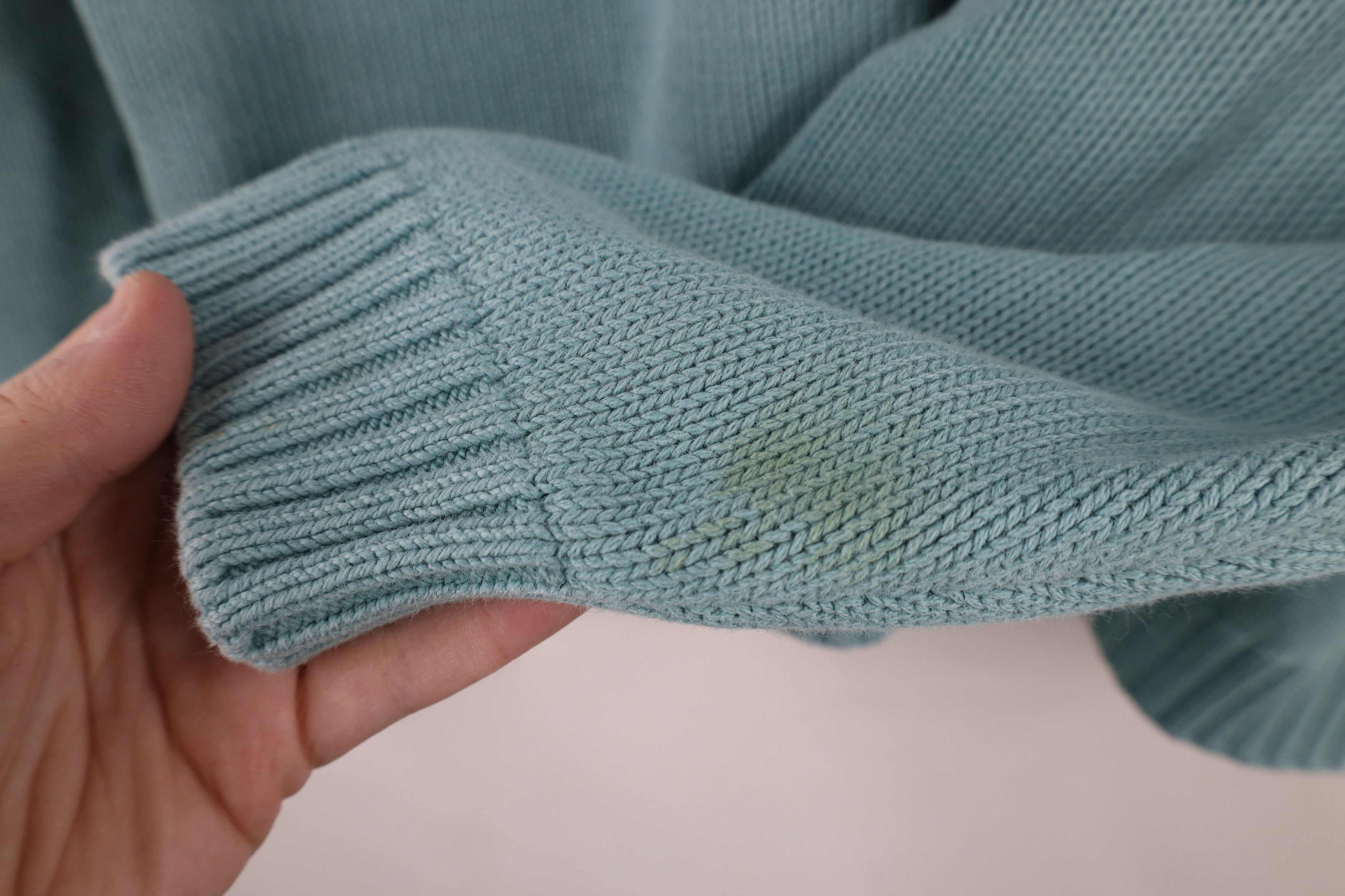 Lands' End × Vintage Vintage 90s Lands End Blank Cotton Knit Sweater Teal USA Size L / US 10 / IT 46 - 8 Thumbnail