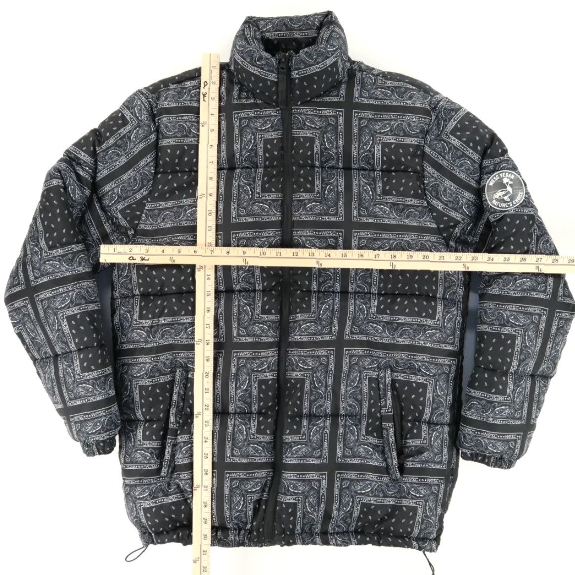 WeSC Wesc Bandana Puffer All Over Print Mock Long Sleeve Jacket Black Men's L Shirt Size US L / EU 52-54 / 3 - 3 Thumbnail