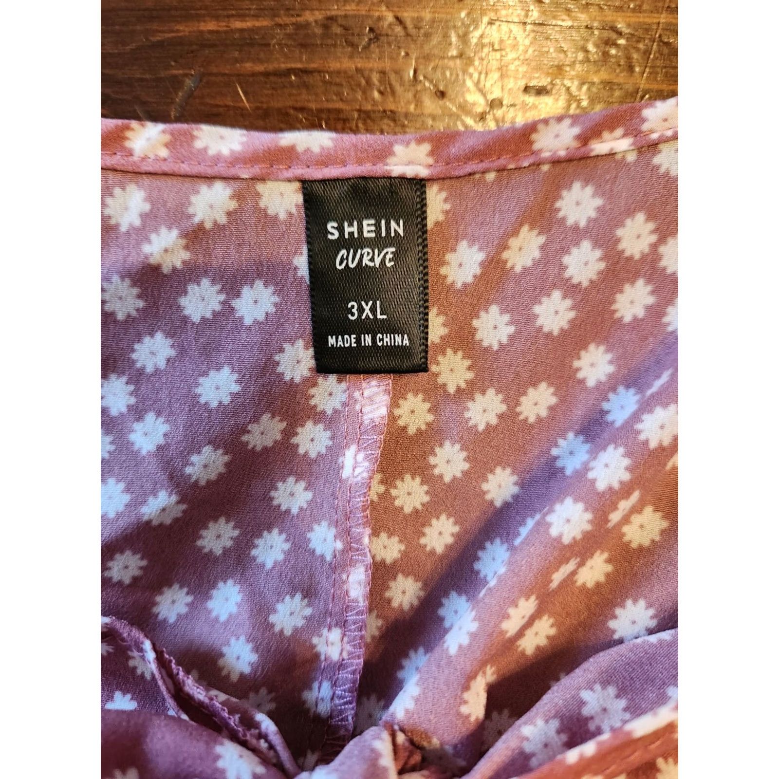 Shein Shein Curve Mauve Daisy Floral Tie Front Top 3X Size XXL / US 16-18 / IT 52-54 - 6 Thumbnail