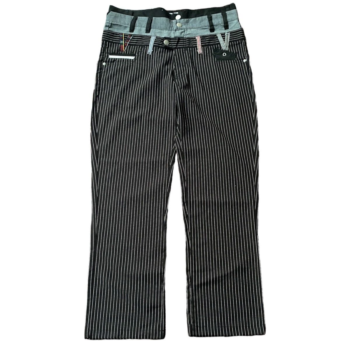 Hysteric Glamour × PPFM × Vintage Vintage Suggestion Double Waist Stripe Punk Trousers Pants Size US 31 - 1 Thumbnail