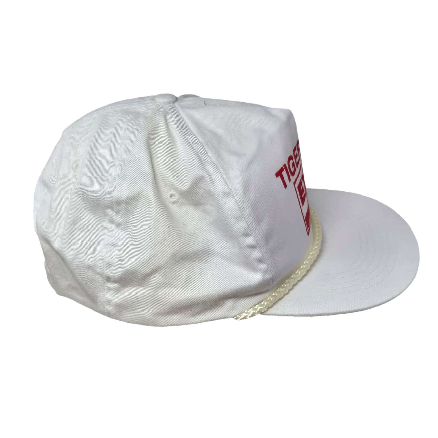 Roper VINTAGE Exxon Snapback Hat Tiger's Den Trucker Rare Rope White Red Cotton Cap Adjustable 1990s Men/Women? Size ONE SIZE - 5 Thumbnail