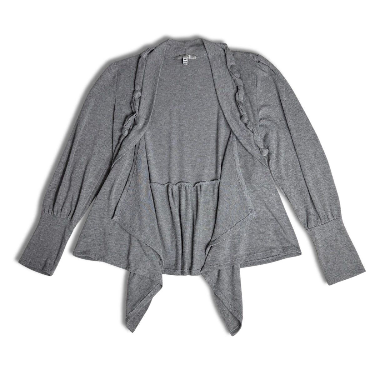 Other Gray Draped Open Front Cardigan Sweater w/ Fabric Twists Size M / US 6-8 / IT 42-44 - 4 Thumbnail