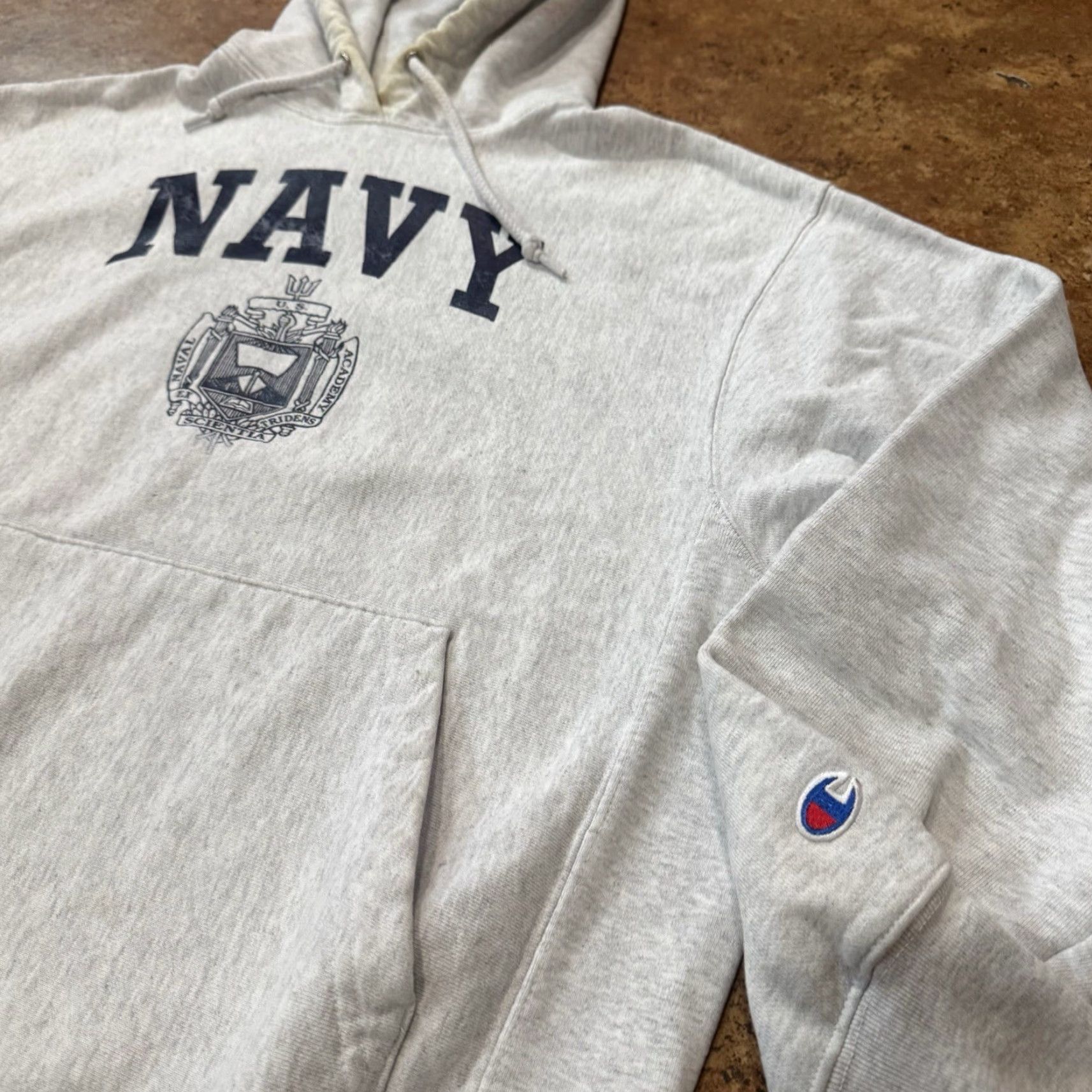 Champion VINTAGE Champion Hoodie Men Navy United States Naval 90s Reverse Weave Gray Medium Sweatshirt Size US M / EU 48-50 / 2 - 2 Thumbnail