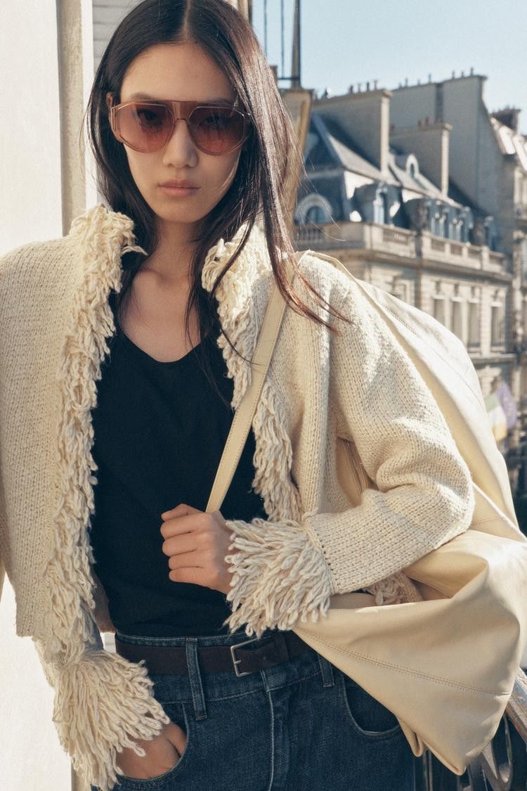 Zara ZARA FRINGED KNIT JACKET Size L / US 10 / IT 46 - 1 Thumbnail