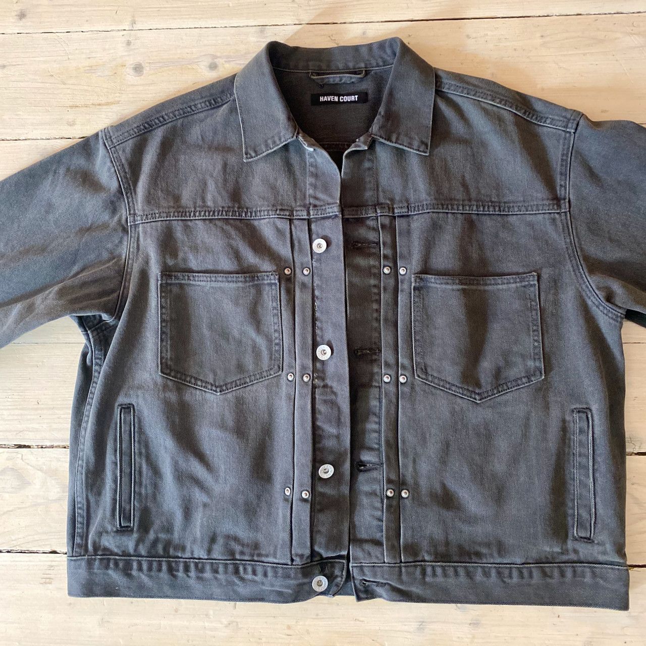 image of Haven Court Graphite Type Ii Jacket in Black Vintage Washed, Men's (Size XL)