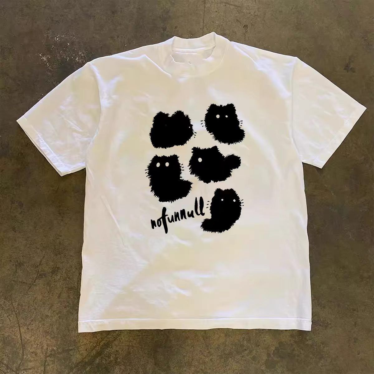 Vintage White Washed Vintage Cat Print T-Shirt Size US M / EU 48-50 / 2 - 1 Thumbnail
