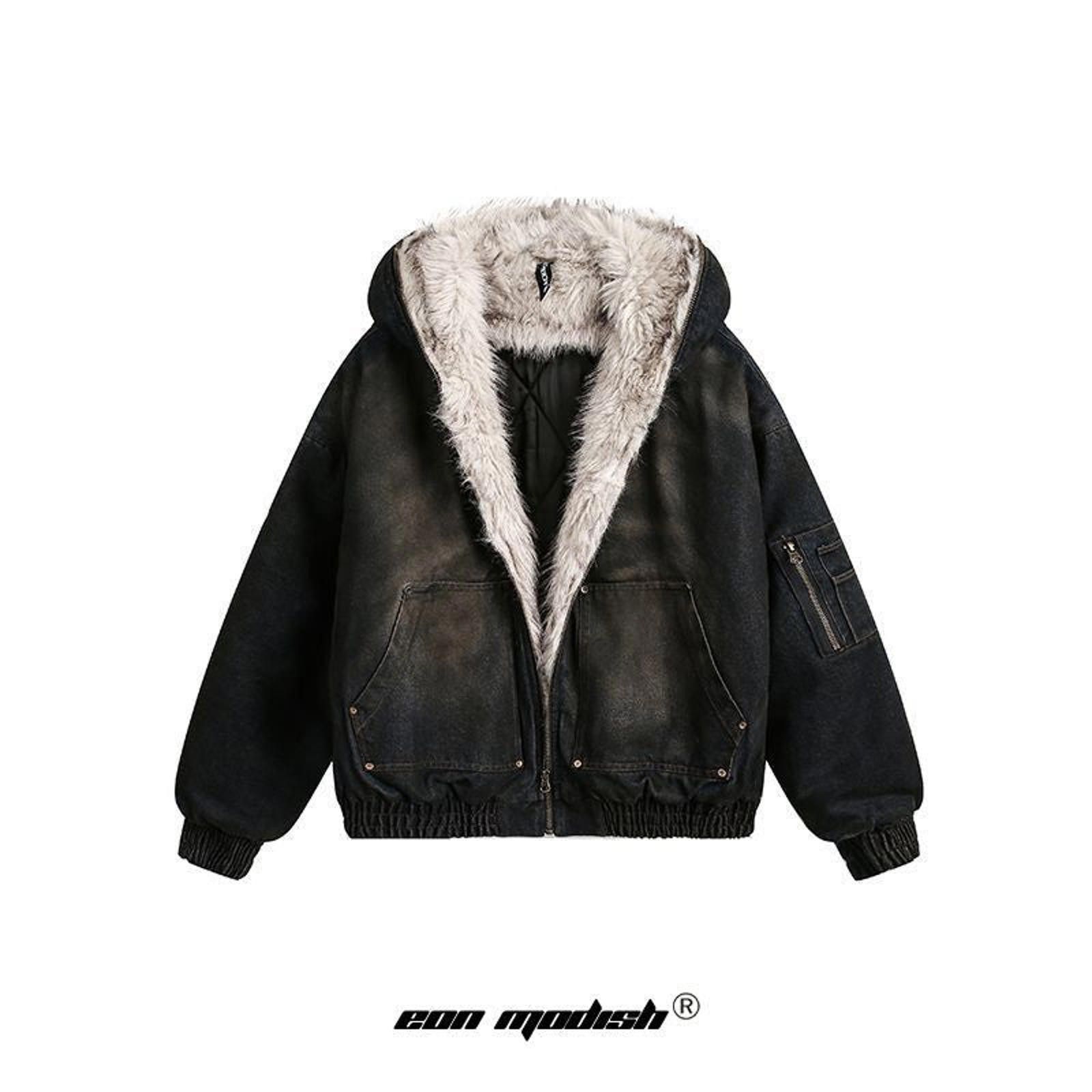 Japanese Brand Black Faux Fur Lined Bomber Jacket, Warm Winter Coat Size US M / EU 48-50 / 2 - 4 Thumbnail