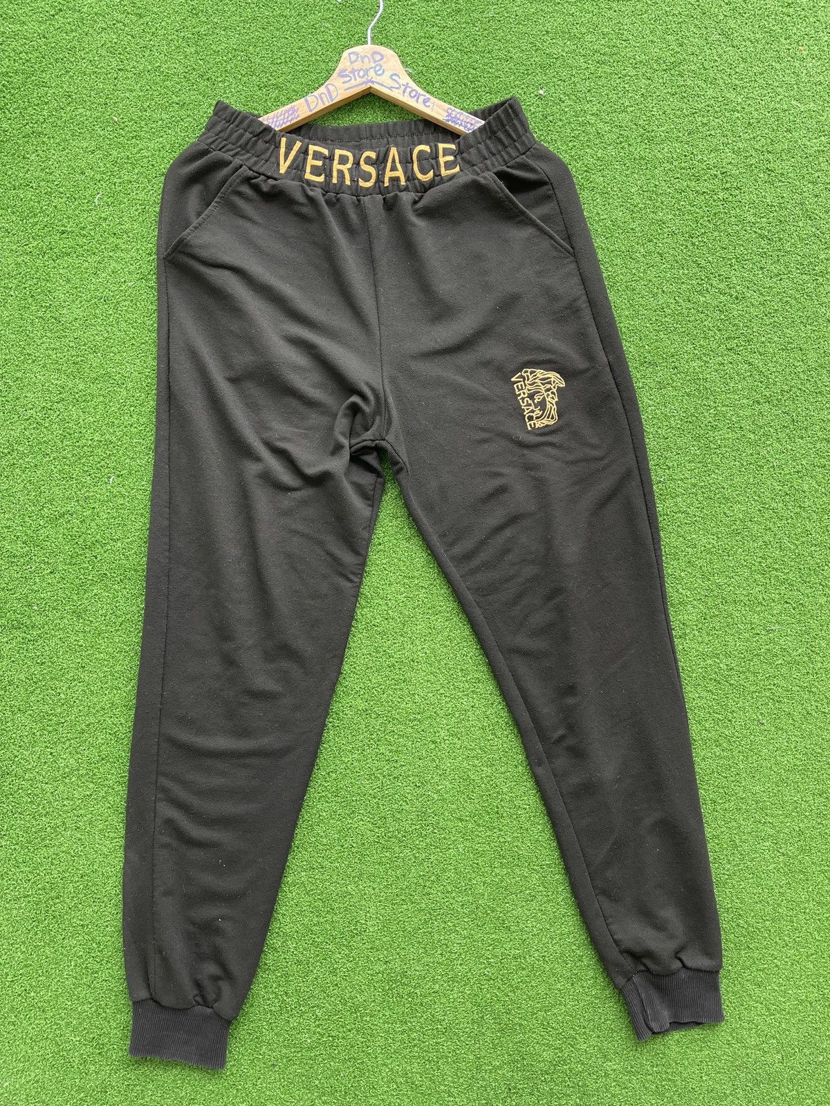 image of Vintage Versace Embroidery Joggers Pants Very in Black, Men's (Size 28)