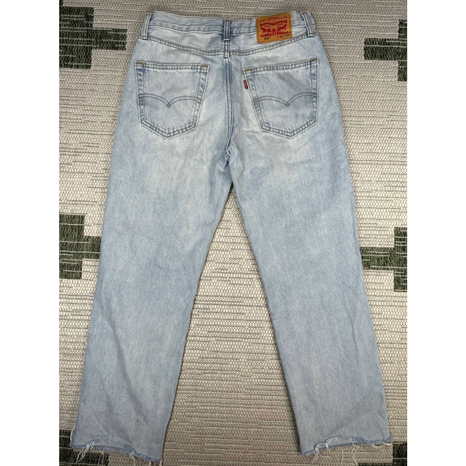 Levi's Levis 550 Jeans Mens 32 Blue Denim Cotton Relaxed Straight Fringe Hem 31x29 Jeans Mens Blue Denim Cotton Relaxed Straight Fringe Hem 31x29 Size US 32 / EU 48 - 2 Thumbnail
