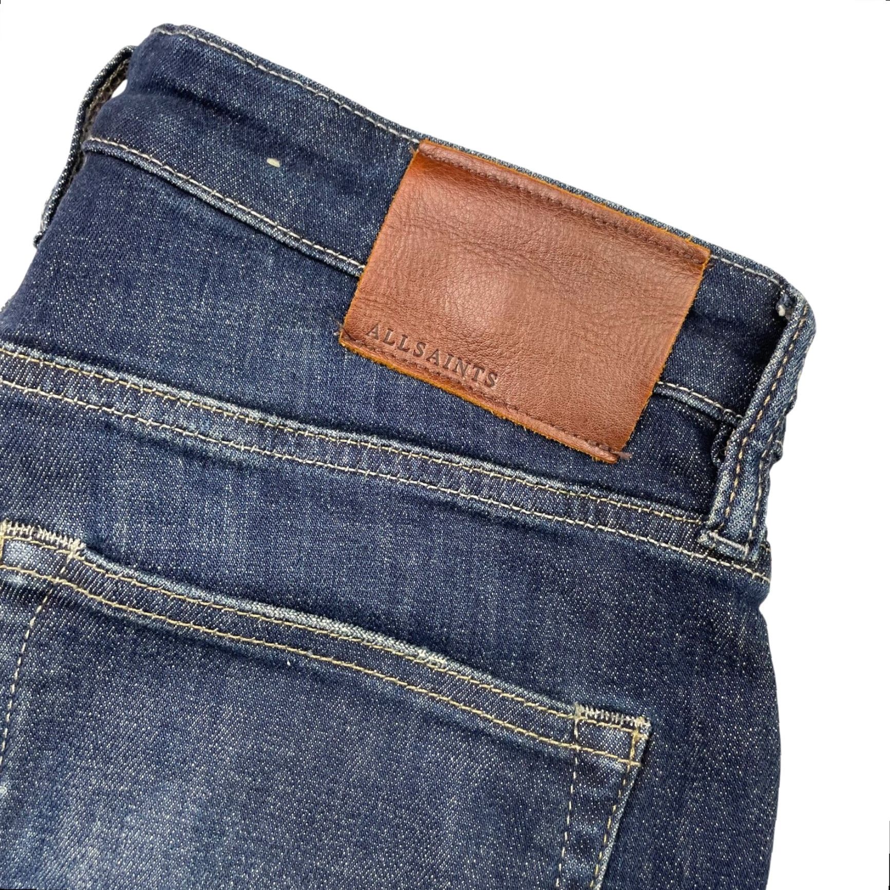 Allsaints AllSaints Jeans Rex Distressed Slim Button-Fly 31x32 Medium Wash Blue Mens Size US 31 - 4 Thumbnail