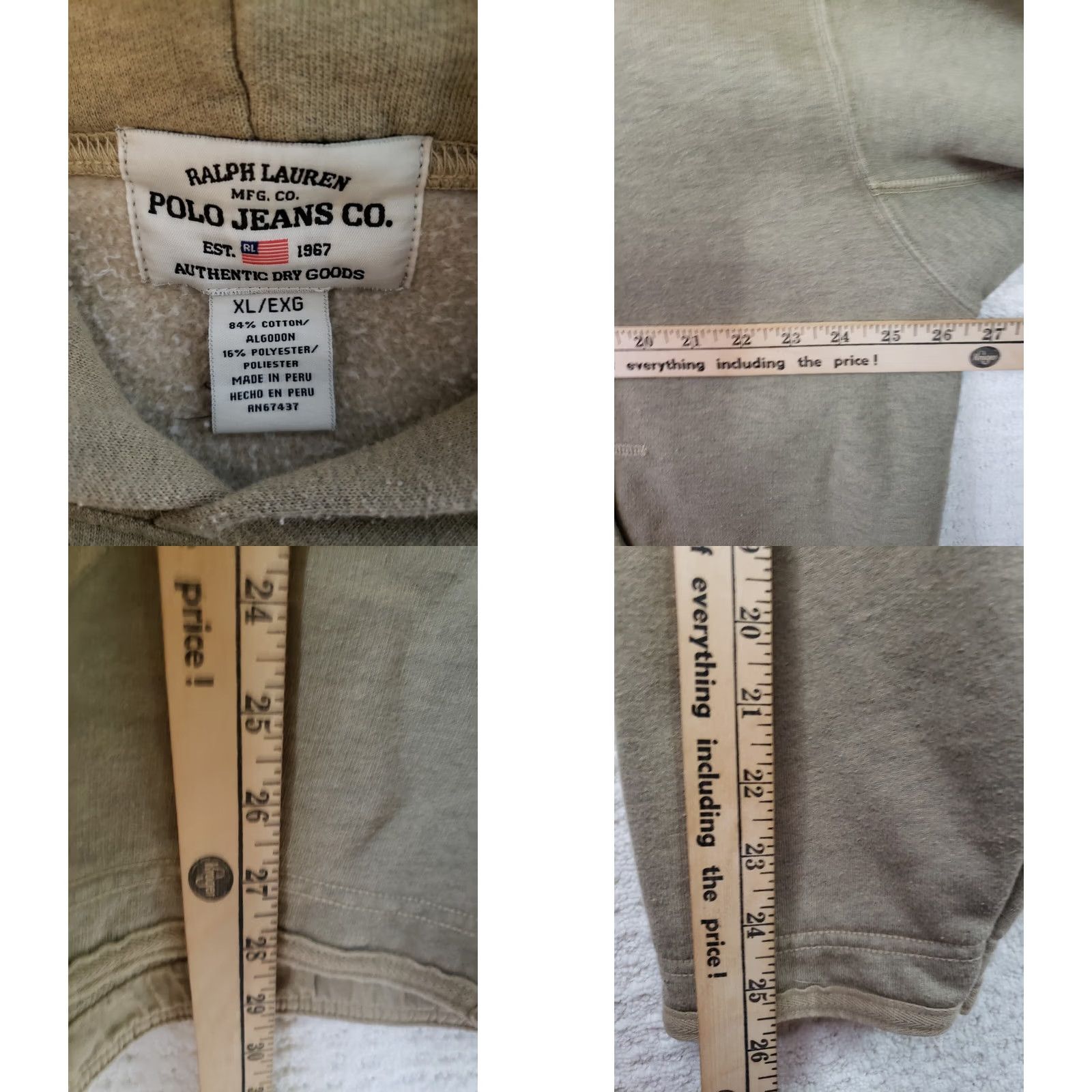 Polo Ralph Lauren Polo Jeans Ralph Lauren Hoodie Mens XL Green Jersey Logo Front Tag Pullover Hooded 90s Classic Casual Size US XL / EU 56 / 4 - 10 Thumbnail