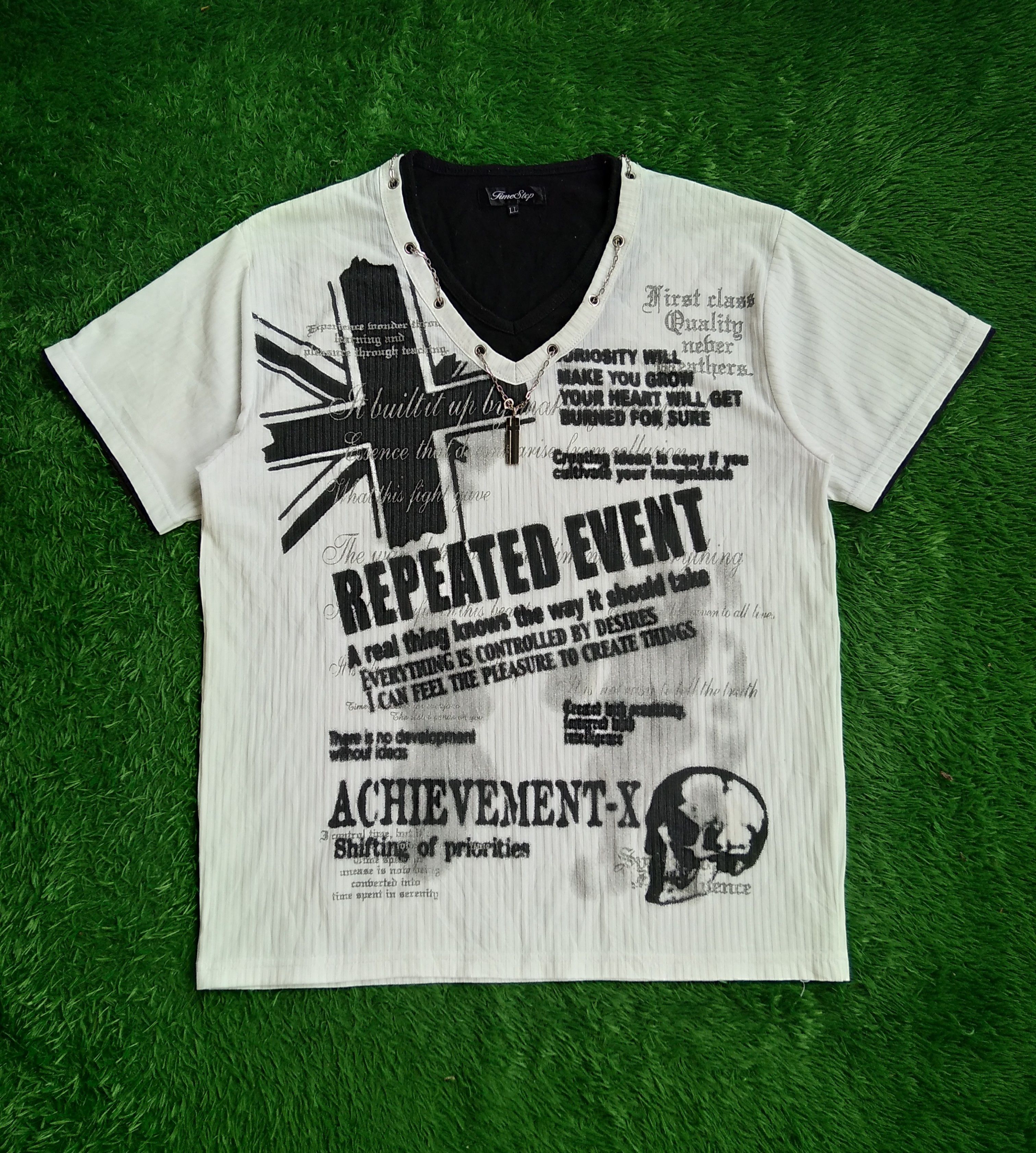 If Six Was Nine × Japanese Brand × Le Grande Bleu (L.G.B.) Vtg Time Step Double Layered Necklace Punk Skull T shirt Size US L / EU 52-54 / 3 - 2 Thumbnail
