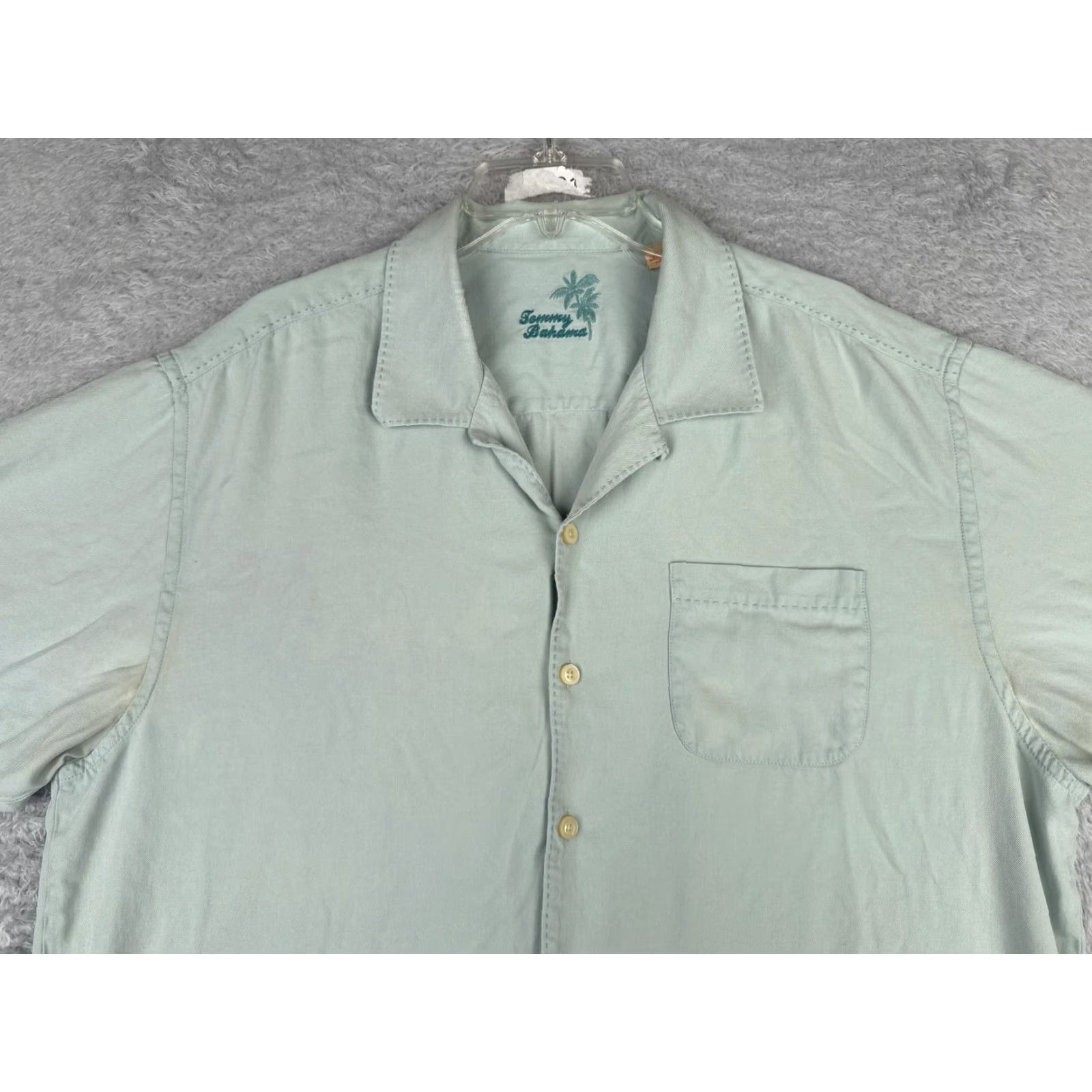 Tommy Bahama Tommy Bahama Shirt Men Extra Large Teal Solid Button Up Silk Read Me 100% Silk Read Me Size US L / EU 52-54 / 3 - 4 Thumbnail