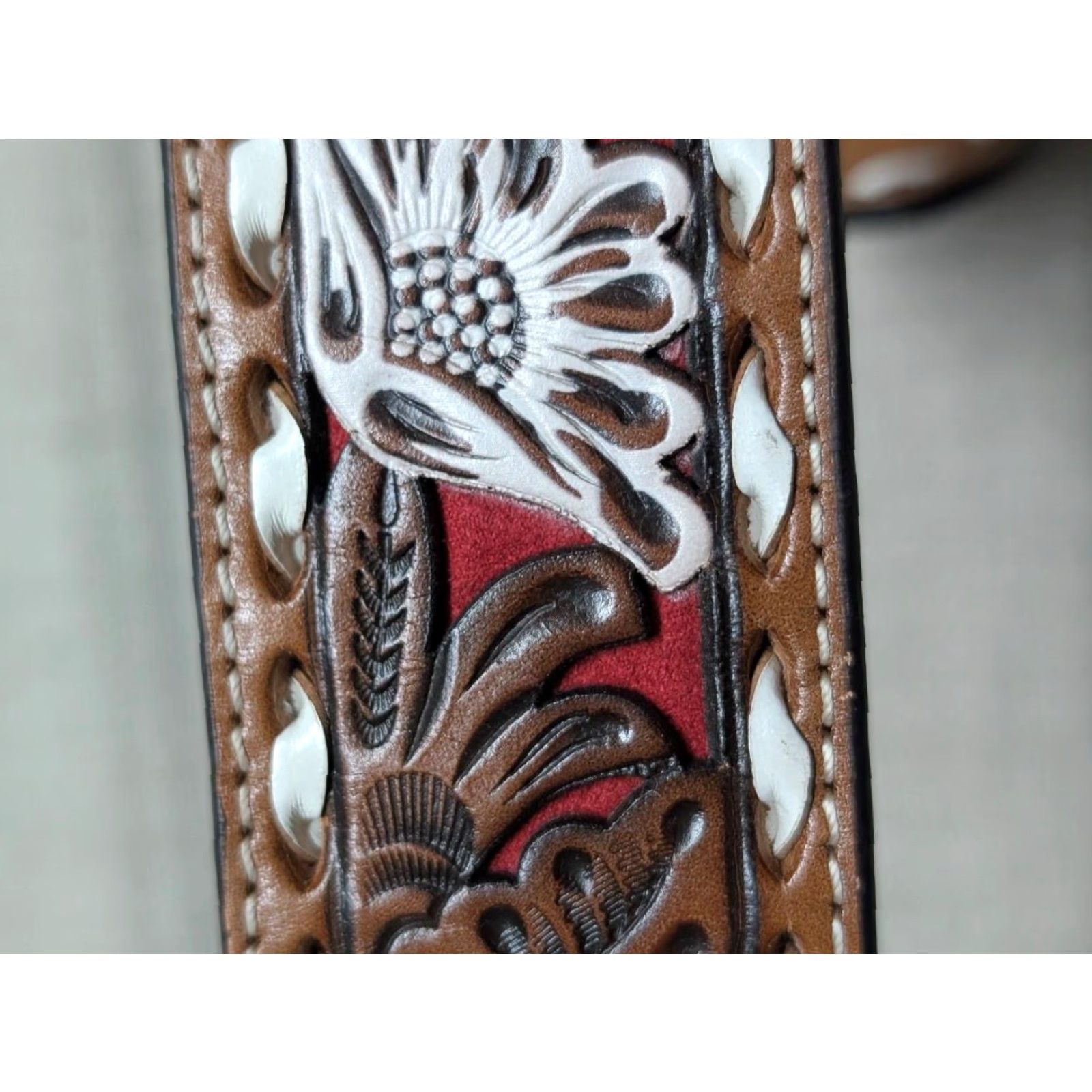 Vintage VINTAGE Nocona belt Western belt Buckle 32 brown floral cowhide leather Size 32 - 6 Thumbnail
