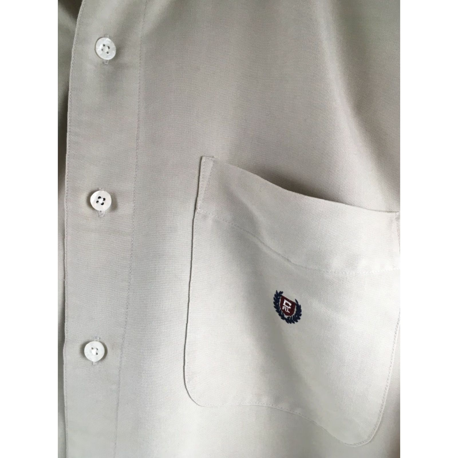 Chaps Chaps Ralph Lauren Dress Shirt Men's Large Tan Long Sleeve Button Up Shirt Size 42R - 3 Thumbnail