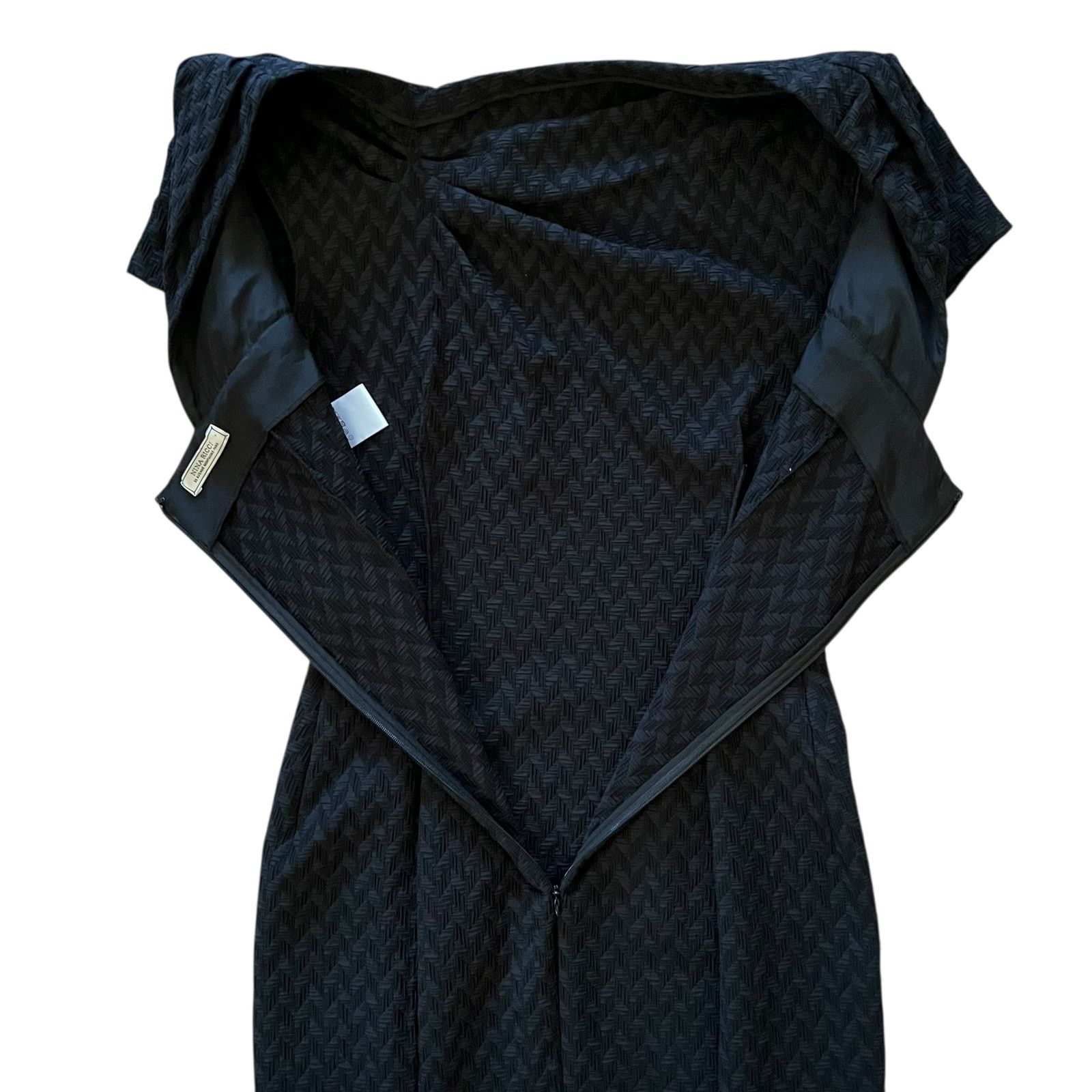 Nina Ricci Nina Ricci Black Chevron Pinch-Pleat Asymmetric Wiggle Dress Size S / US 4 / IT 40 - 6 Thumbnail