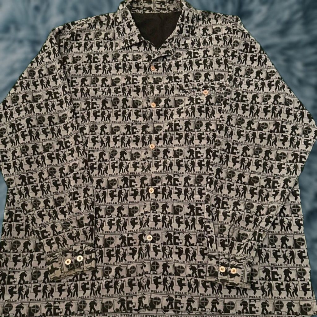 Pelle Pelle VINTAGE Pelle Pelle Streetwear Hip Hop Button-Up Shirt Mens XXL Grunge Punk 90s Y2K Size US XXL / EU 58 / 5 - 1 Thumbnail
